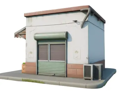 Small Street Grocery Shop  Corner Store  Realistic PBR Exterior  3D model