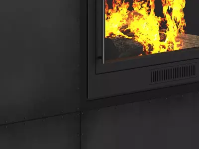 Large Metal Fireplace 3D model
