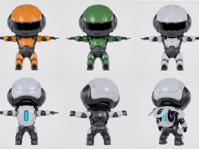 Robot Cute Sci-Fi collection 3D Model Pack