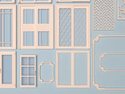Windows collection beige 3D model