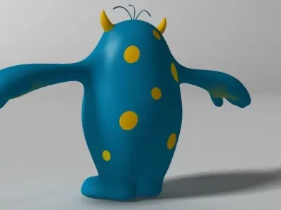 Cartoon Blue Monster Rigged Low-poly 3D model
