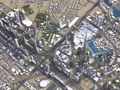 Dubai - Business Bay Low-poly 3D model