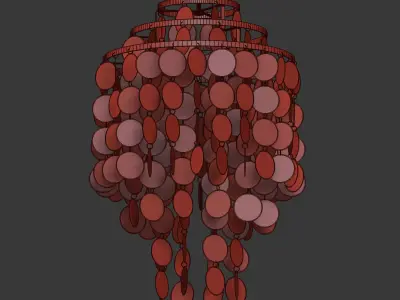 3 Circle White Capiz Shell Chandelier 3D model