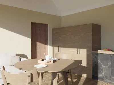 Symmetrical lake apartment units 3D model