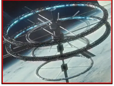 Sci Fi Space Station PBR Futuristic Ship City 3D model