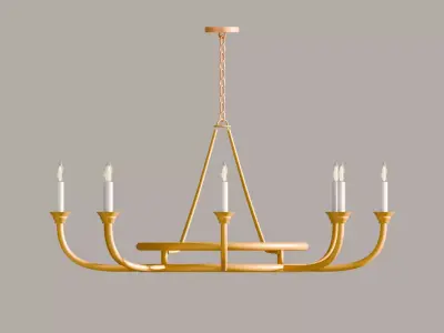 Stylized Gold Candle Chandelier  Low-poly 3D model