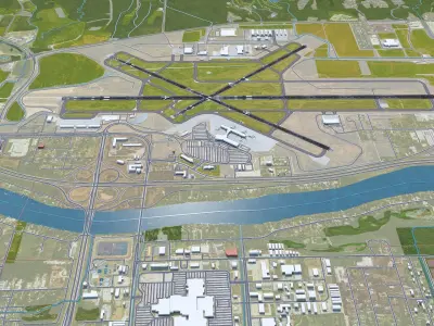 Quad City International Airport 12km Low-poly 3D model