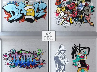 Graffiti - White brick PBR Texture