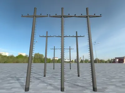 Concrete Electricity Pole with Ladder - Object 054 Low-poly 3D model