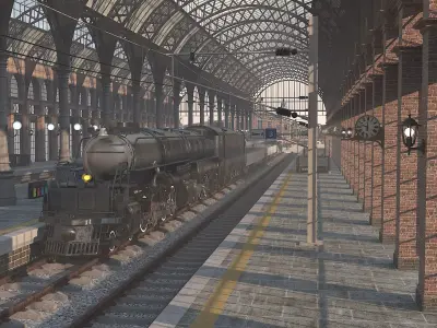 Train Station Low-poly 3D model