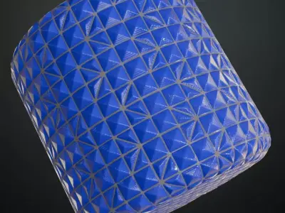 Modern Glossy Electric Blue Geometric Pyramid Tiles PBR Seamless Texture