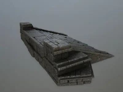 stair stone roof Low-poly 3D model