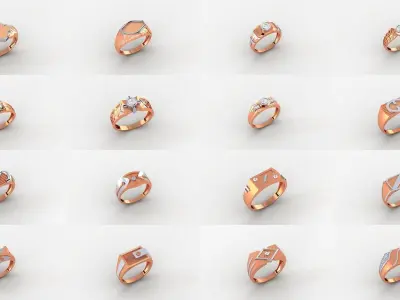 65 Plain Gold Light weight minimalist Mens Band Ring 3dm stl  3D Model Pack