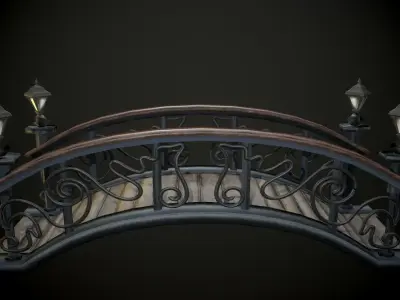 Bridge 4 texture options low and high poly Low-poly 3D model