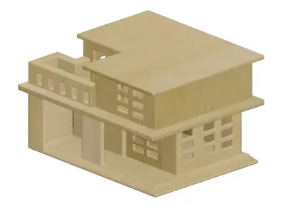 Wooden Exquisite Cartoon Villa Toy 3D model