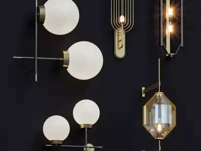 Modern wall lamps collection 3D model