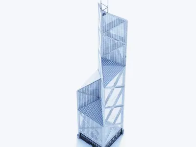 Bank Of China Tower HK Low-poly 3D model