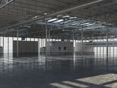 Warehouse 5 industrial building with roof 3D model