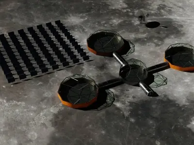 Moon Martian base 3D model Low-poly 3D model