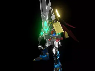 TheMechaNoid 7 gundam character holding sword 3D model