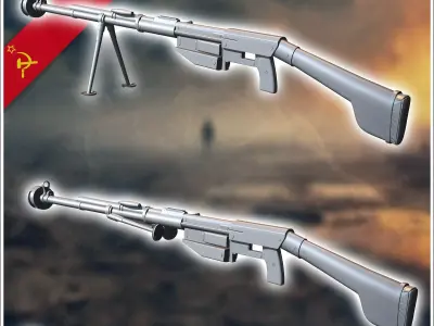 PTRS-41 anti-tank rifle 12 - Soviet army WW2 Second World East f 3D print model