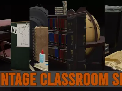 Vintage Classroom Set 3D Model Pack