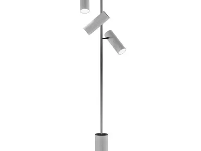 Floor lamp with three cylindrical swivel shades and marble base 3D model