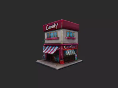 Candy Shop Building low poly 3D model