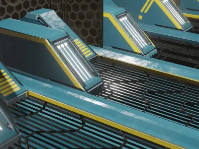 sci-fi corridor PBR ready to render 3D model