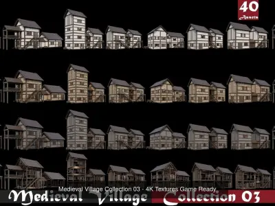  Medieval Village  Big Collection Price to support the artist  3D Model Pack