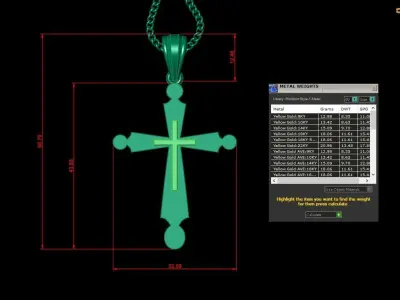 Light Gold 18K Cross Pendant 2CP059 3D print model