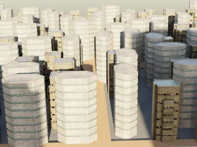 Sci-fi City Buildings 01 Low-poly 3D model