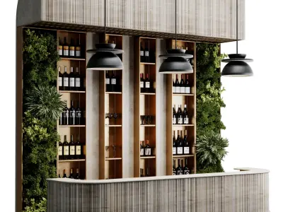 Reception Desk for Restaurant and Caffe with cabinet wine  09 3D model