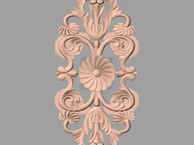 Bed door flower 3D relief STL model for CNC engraving E526 3D model