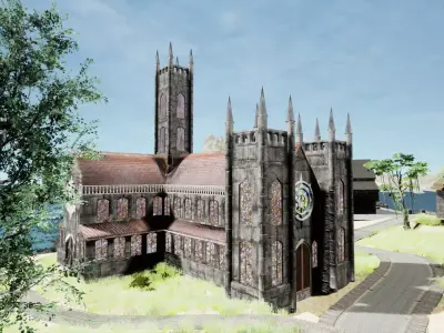 Gothic Cathedral Low-poly 3D model