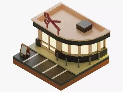 3D Low Poly Hair Saloon Low-poly 3D model