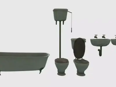 Low Poly Victorian Bathroom Fixtures Low-poly 3D model