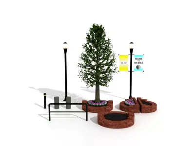 Sidewalk Sets Low-poly 3D model