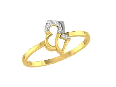Light Weight Yellow Gold Diamond Ring  -EZ R-135 3D print model