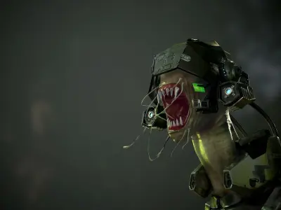 Alien Bust Low Poly Low-poly 3D model