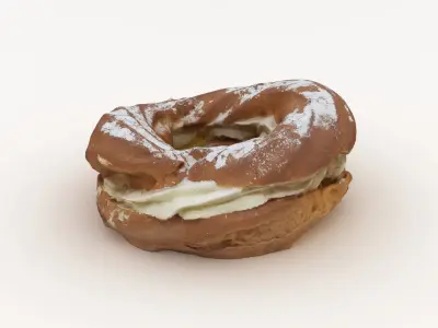 Bagel donut with powdered sugar 3D model