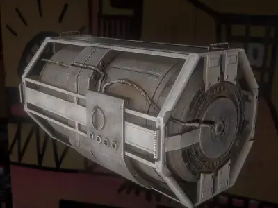 Futuristic Backup Generator Old And Dirty Version Low-poly 3D model