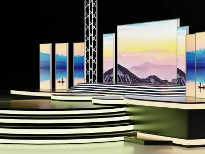 Corporate and Concert Event Stage 3D Model with Display 3D model