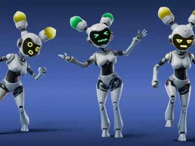 Rob-0-Girl Low-poly 3D model