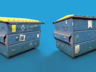 Garbage Bins Low-poly 3D model