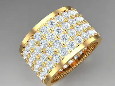 Light Gold Diamond Men Ring 2MR039 3D model