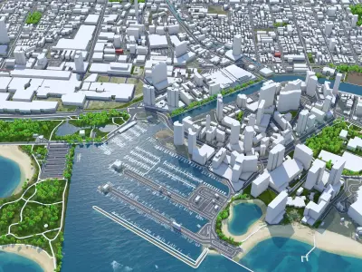 Oahu Island Hawaii USA Low-poly 3D model