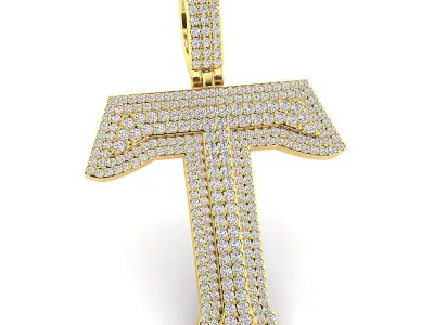 Alphabet Latter T Diamond Pendent 3D print model