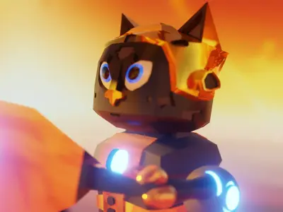 The Feline Warrior Low-poly 3D model