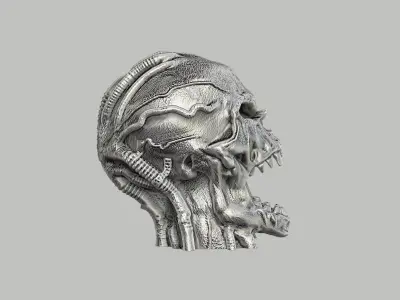 Robot Skull Headphone Stand  Cyborg Headset Stand 3D print model